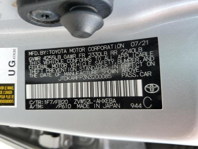 JTDKAMFP3N3200085 - 2022 TOYOTA PRIUS PRIM LE SILVER photo 12