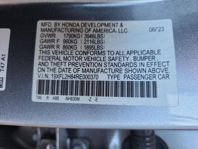 19XFL2H84RE000370 - 2024 HONDA CIVIC SPORT ვერცხლისფერი ფოტო 12