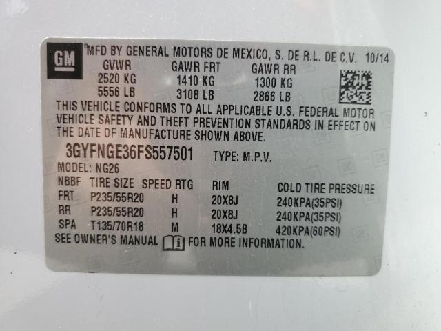 3GYFNGE36FS557501 - 2015 CADILLAC SRX PREMIUM COLLECTION أبيض صورة 13