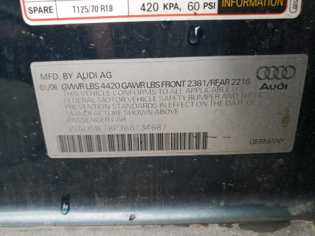 WAUMF78P36A134687 - 2006 AUDI A3 2.0 SPORT BLUE photo 13