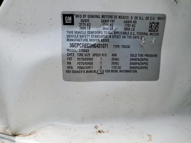 3GCPCREC0HG431071 - 2017 CHEVROLET SILVERADO C1500 LT 白色 照片 12