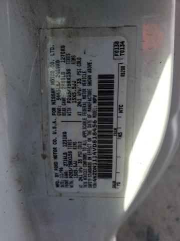 4N2DN1114VD818456 - 1997 NISSAN QUEST XE WHITE photo 13