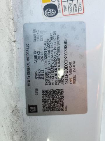 1G1FB3DX1K0139885 - 2019 CHEVROLET CAMARO LS 白色 照片 12