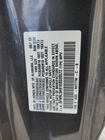 5FNRL5H91EB020572 - 2014 HONDA ODYSSEY TOURING SILVER photo 12