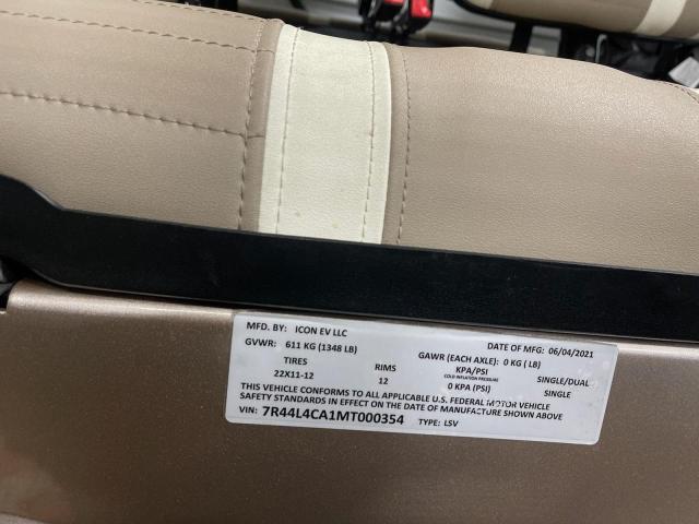 7R44L4CA1MT000354 - 2021 ICON GOLF CART TAN photo 10