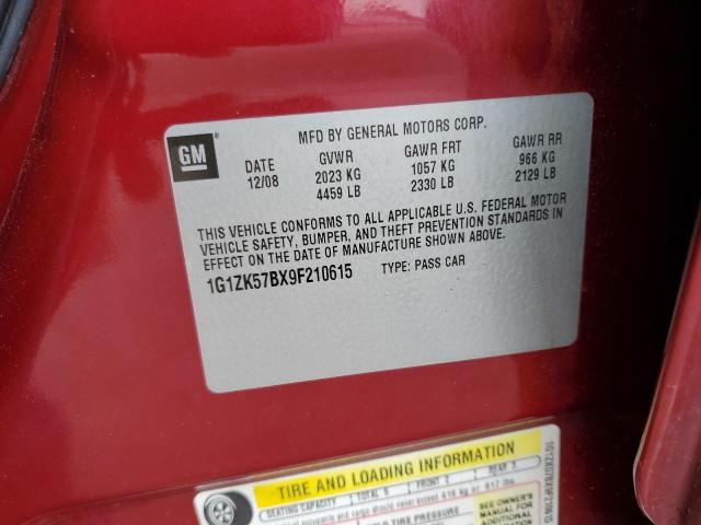 1G1ZK57BX9F210615 - 2009 CHEVROLET MALIBU LTZ წითელი ფოტო 12