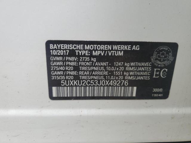 5UXKU2C53J0X49276 - 2018 BMW X6 XDRIVE35I WHITE photo 14