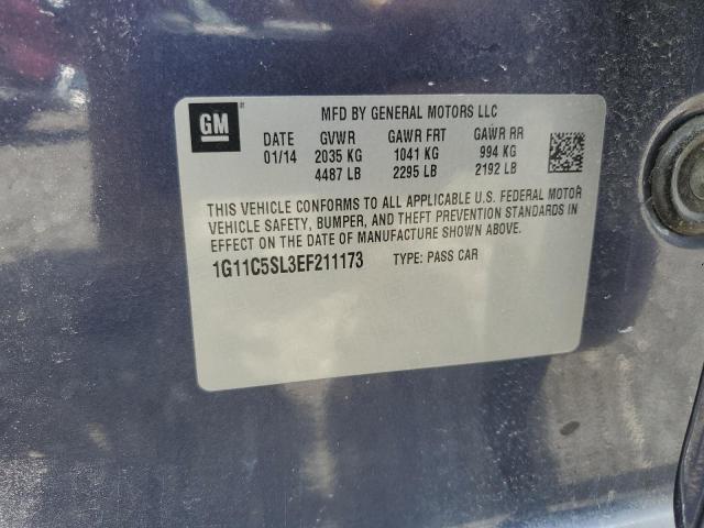 1G11C5SL3EF211173 - 2014 CHEVROLET MALIBU 1LT BLUE photo 12