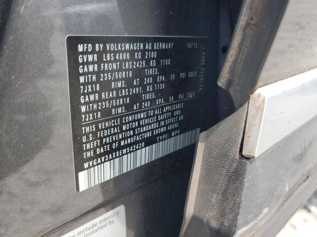 WVGAV3AX8EW542420 - 2014 VOLKSWAGEN TIGUAN S GRAY photo 12