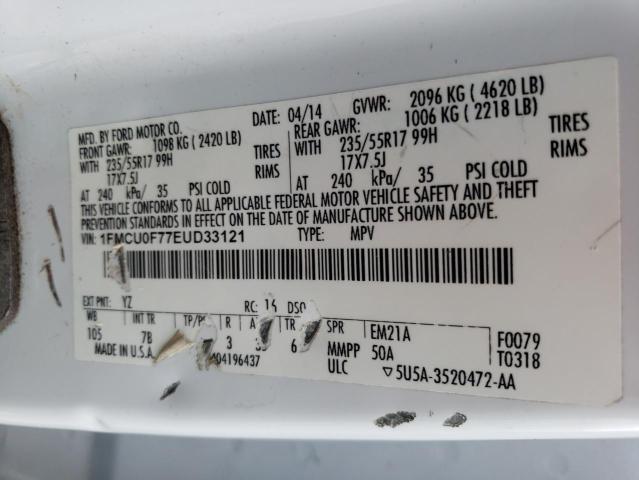 1FMCU0F77EUD33121 - 2014 FORD ESCAPE S WHITE photo 13