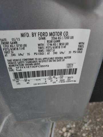 1FTFX1ET3DFC55372 - 2013 FORD F150 SUPER CAB SILVER photo 13