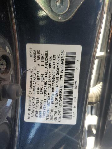 2HGFC2F75HH555438 - 2017 HONDA CIVIC EX ლურჯი ფოტო 12