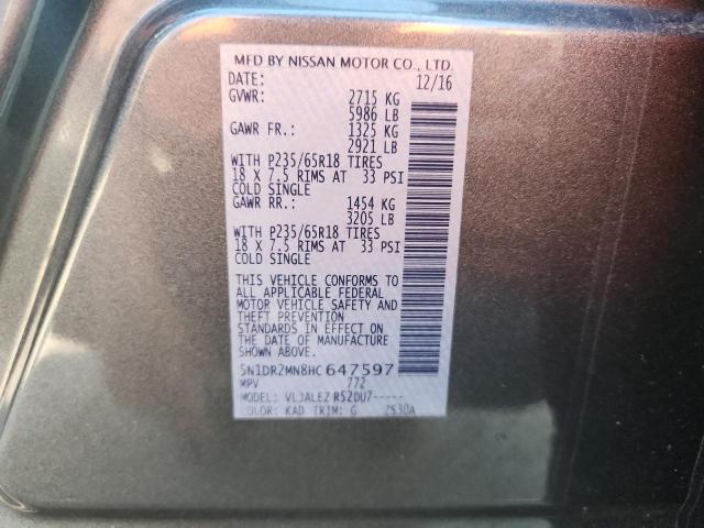 5N1DR2MN8HC647597 - 2017 NISSAN PATHFINDER S Մոխրագույն լուսանկար 13