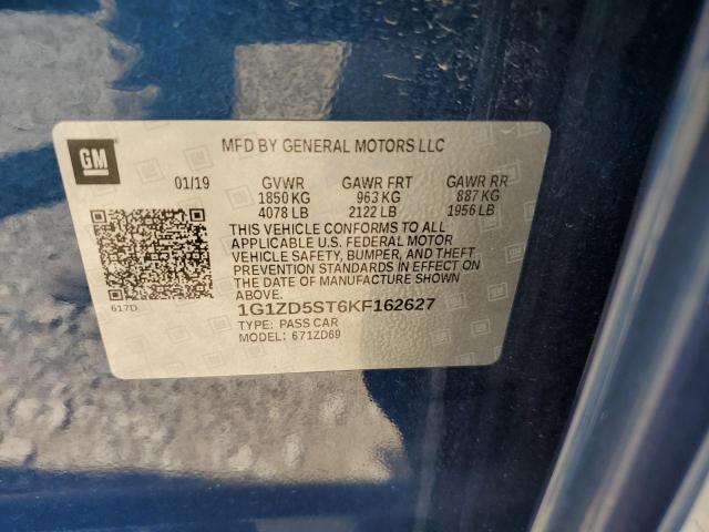 1G1ZD5ST6KF162627 - 2019 CHEVROLET MALIBU LT Синий фото 12