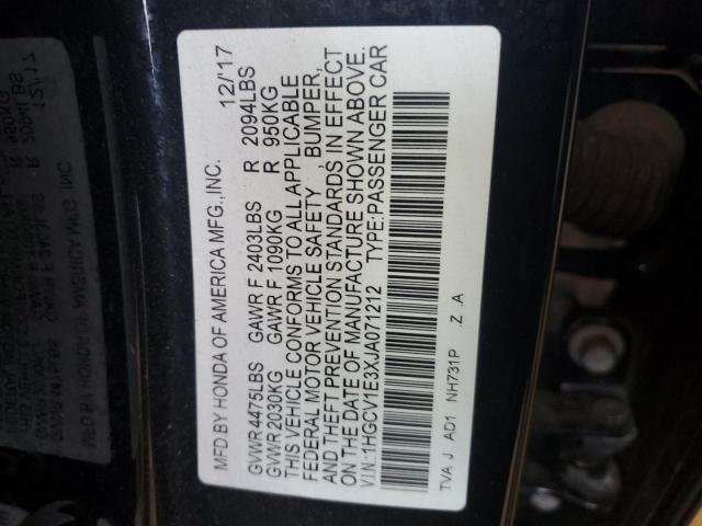 1HGCV1E3XJA071212 - 2018 HONDA ACCORD SPORT შავი ფოტო 12