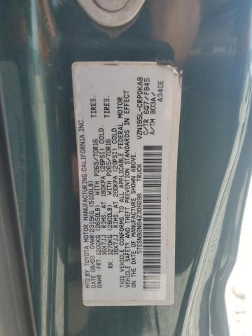 5TESN92N84Z306098 - 2004 TOYOTA TACOMA XTRACAB PRERUNNER Yaşıl foto 12