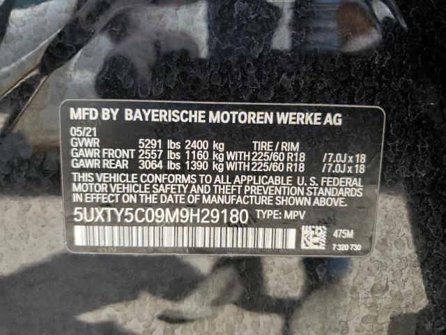 5UXTY5C09M9H29180 - 2021 BMW X3 XDRIVE30I BLACK photo 13