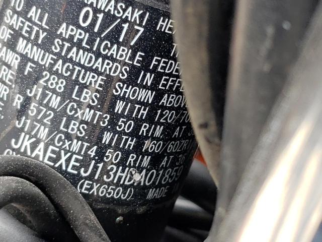 JKAEXEJ13HDA01859 - 2017 KAWASAKI EX650 J ნარინჯისფერი ფოტო 9
