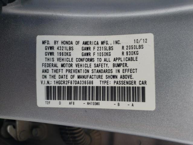 1HGCR2F87DA036586 - 2013 HONDA ACCORD EXL SILVER photo 12