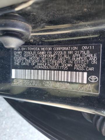 JTDKN3DU7B5317725 - 2011 TOYOTA PRIUS WHITE photo 12