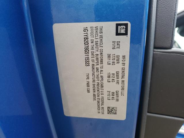 1G1YB2D78G5115323 - 2016 CHEVROLET CORVETTE STINGRAY 1LT BLUE photo 12