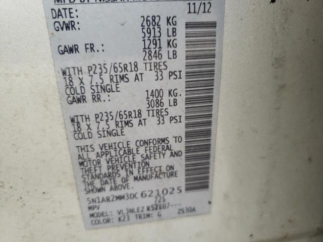 5N1AR2MM3DC621025 - 2013 NISSAN PATHFINDER S SILVER photo 13