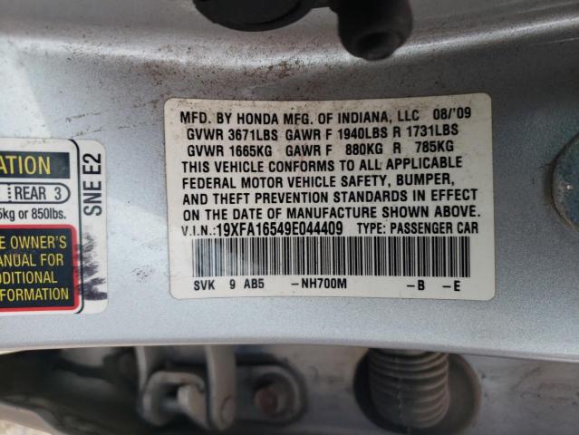 19XFA16549E044409 - 2009 HONDA CIVIC LX SILVER photo 12