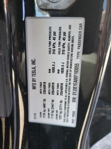 5YJ3E1EA8KF193055 - 2019 TESLA MODEL 3 Qara foto 12
