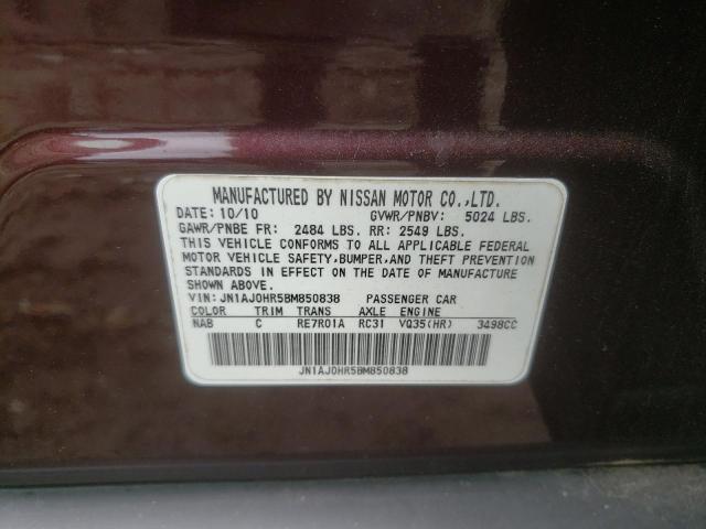 JN1AJ0HR5BM850838 - 2011 INFINITI EX35 BASE ბურგუნდია ფოტო 12