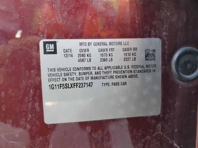 1G11F5SLXFF237147 - 2015 CHEVROLET MALIBU LTZ MAROON photo 12