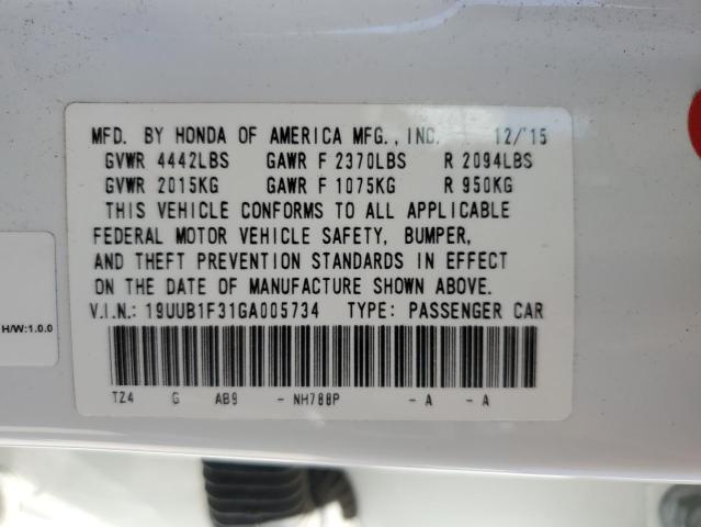 19UUB1F31GA005734 - 2016 ACURA TLX WHITE photo 13