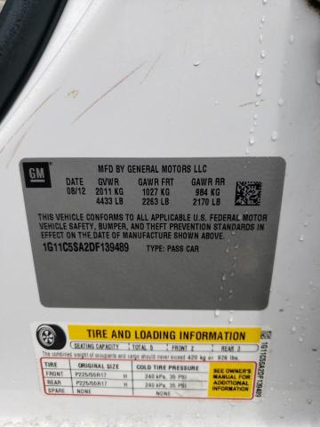 1G11C5SA2DF139489 - 2013 CHEVROLET MALIBU 1LT 白色 照片 12