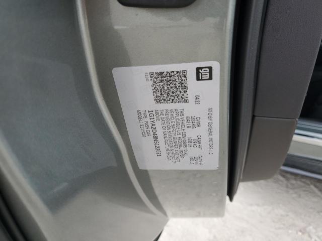 1G1YA2D48N5122021 - 2022 CHEVROLET CORVETTE STINGRAY 1LT GRAY photo 12