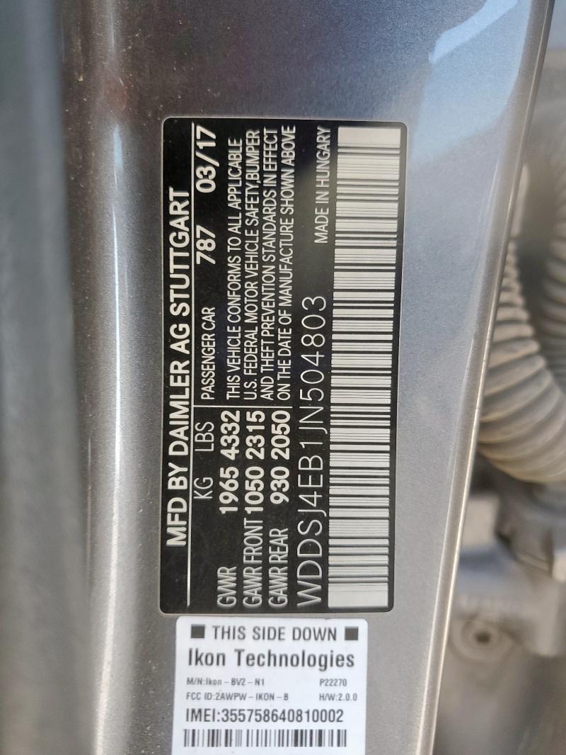 WDDSJ4EB1JN504803 - 2018 MERCEDES-BENZ CLA 250 رمادي صورة 13