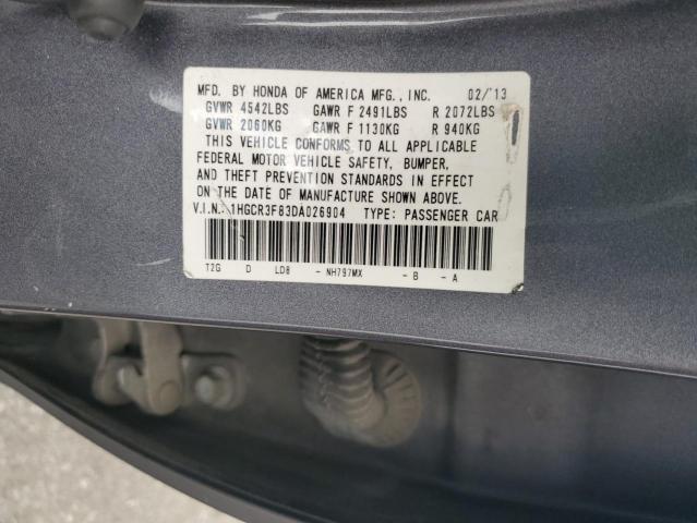 1HGCR3F83DA026904 - 2013 HONDA ACCORD EXL GRAY photo 12