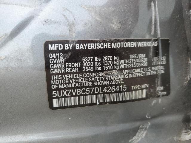 5UXZV8C57DL426415 - 2013 BMW X5 XDRIVE50I GRAY photo 12