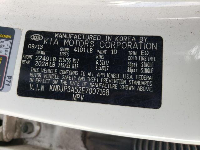 KNDJP3A52E7007168 - 2014 KIA SOUL + WHITE photo 12