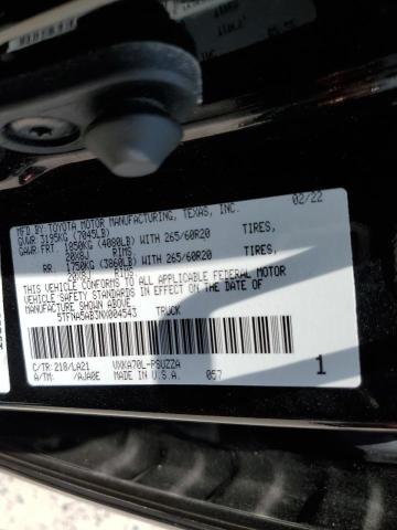 5TFNA5AB3NX004543 - 2022 TOYOTA TUNDRA CREWMAX PLATINUM Schwarz Foto 12
