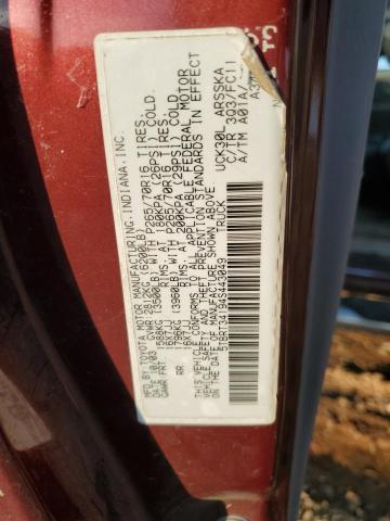 5TBRT34194S443049 - 2004 TOYOTA TUNDRA ACCESS CAB SR5 BURGUNDY photo 12