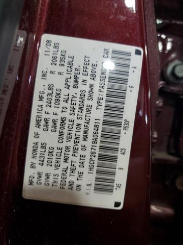 1HGCP26719A064811 - 2009 HONDA ACCORD EX MAROON photo 13