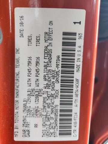 5TFCZ5AN9HX058878 - 2017 TOYOTA TACOMA DOUBLE CAB ORANGE photo 12