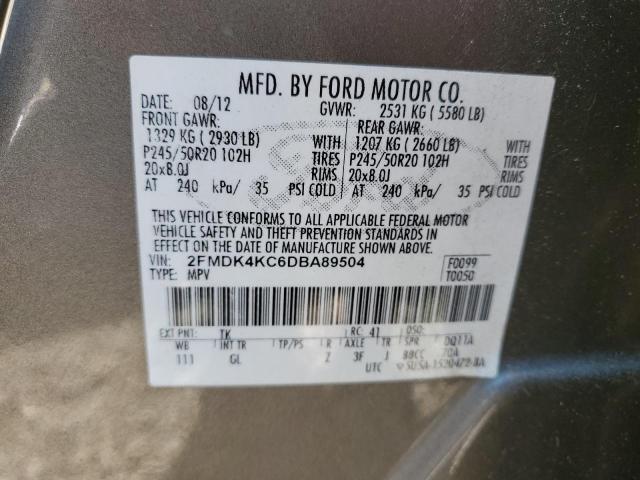 2FMDK4KC6DBA89504 - 2013 FORD EDGE LIMITED GRAY photo 13