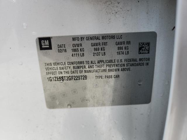 1G1ZE5ST2GF229728 - 2016 CHEVROLET MALIBU LT თეთრი ფოტო 12