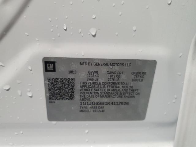 1G1JG6SB1K4112926 - 2019 CHEVROLET SONIC WHITE photo 13