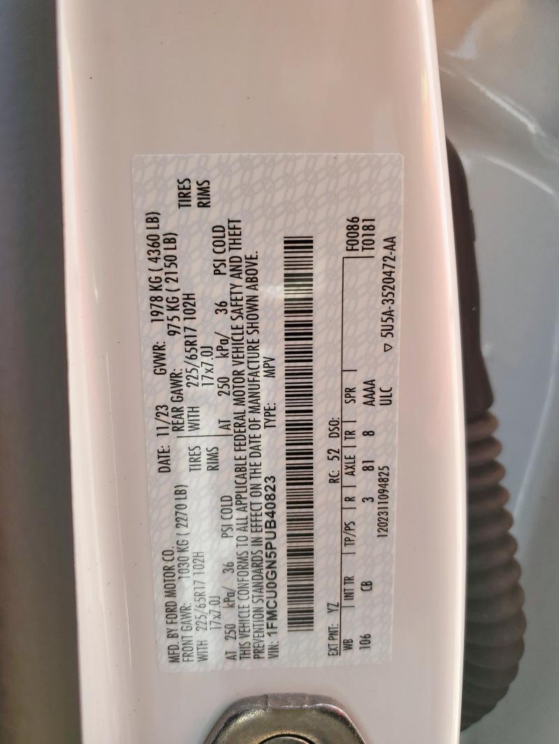 1FMCU0GN5PUB40823 - 2023 FORD ESCAPE ACTIVE WHITE photo 13