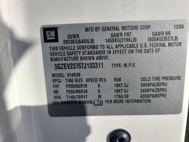 5GZEV23767J103311 - 2007 SATURN OUTLOOK XR WHITE photo 13