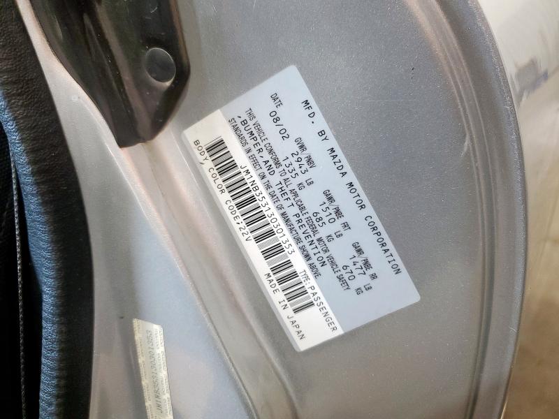 JM1NB353130301353 - 2003 MAZDA MX-5 MIATA BASE SILVER photo 13