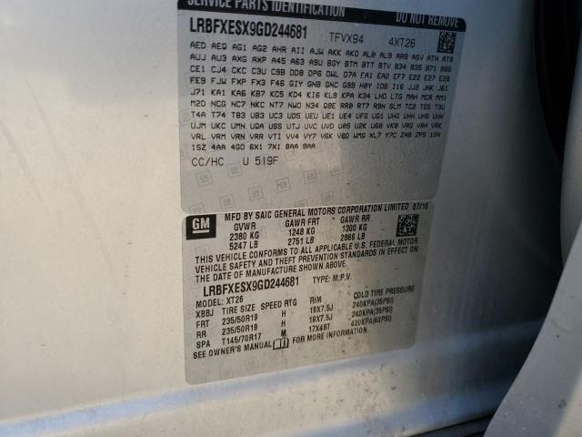 LRBFXESX9GD244681 - 2016 BUICK ENVISION PREMIUM Сріблястий фото 12