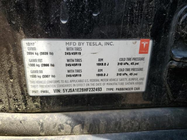 5YJSA1E28HF232493 - 2017 TESLA MODEL S BLACK photo 12