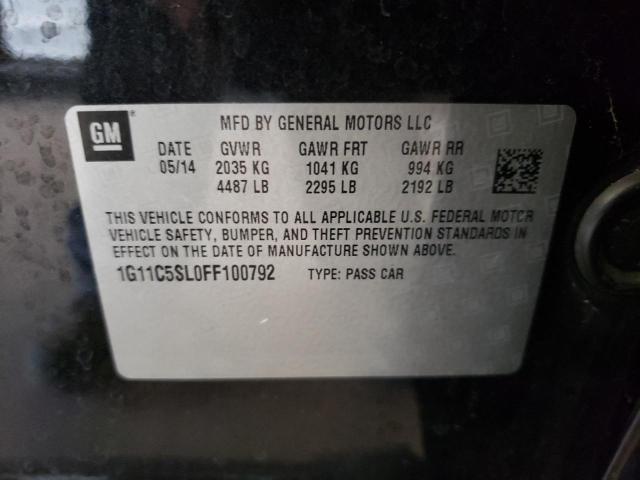 1G11C5SL0FF100792 - 2015 CHEVROLET MALIBU 1LT 黑色 照片 12